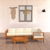 vidaXL Outdoor Patio Lounge Set, 6-Piece Acacia Wood Construction, Cream White Cushions, Modern Design, Versatile Leisure Living Furniture - 2 of 4