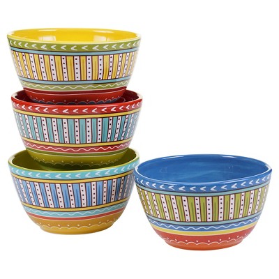 Certified International Valencia Glazed Ceramic Ice Cream Bowls (22oz) - Set of 4