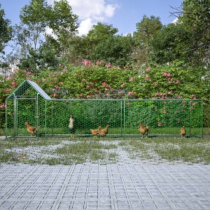 DOMETOUR 16x3FT Metal Chicken Coop Run Backyard Hen House Poultry Habitat Cage w/Cover - 1 of 4