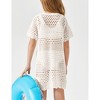 Girls Swim Cover Up Crochet Bathing Suit Cover Ups Short Sleeve Summer Beach Dress - 2 of 4