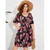 Women's Plus Size Summer Dresses Loose Floral Print Ruffle Mini Flowy Dress - 4 of 4