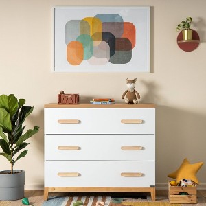 dadada baby LaLa Little 3 Drawer Dresser - White/Natural - 1 of 4