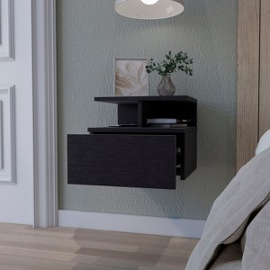 TIRAMISUBEST Floating Nightstand with Two Shelves, Warm-Toned Bedroom Storage - 1 of 4