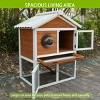 LAOTIES 2 Tier Outdoor Wooden Rabbit Hutch,Bunny Cage with Waterproof Roof,Pull Out Tray,Ramp,Viewing Window - 3 of 4