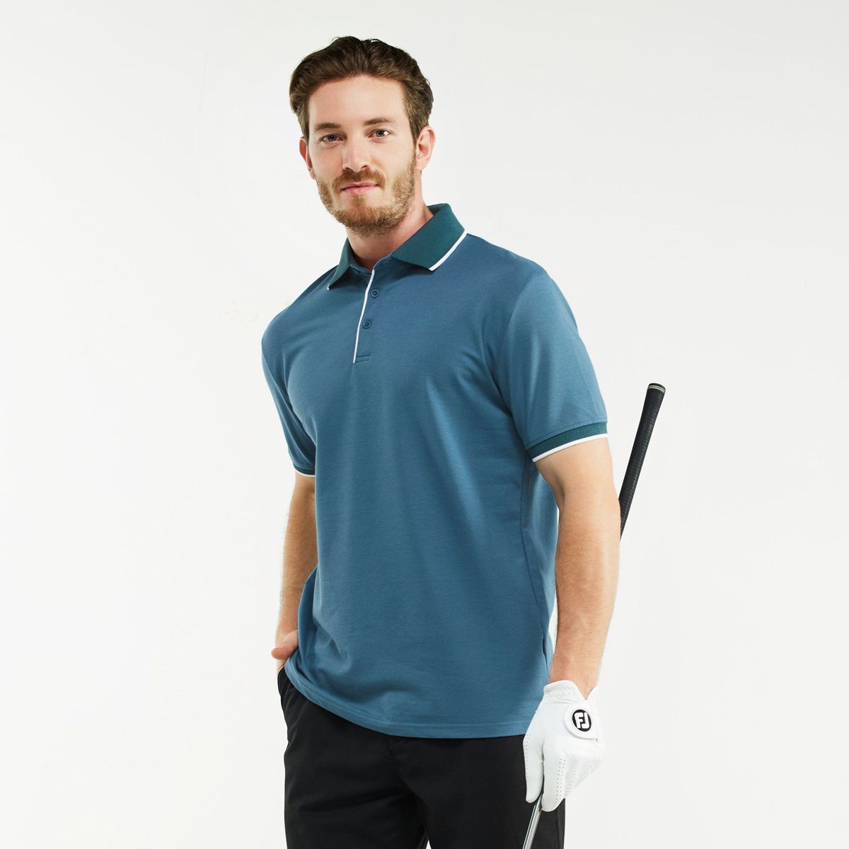 Mio Marino Men's Classic-Fit Cotton-Blend Pique Polo Shirt with Contrast Collar - thumbnail 4