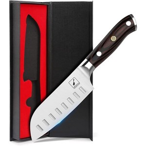 imarku Santoku Knife Chef Knife, 5 inch Ultra Sharp Asian Knife Japanese Chef Knife - Japanese SUS440A Stainless Steel - Ergonomic Pakkawood Handle - 1 of 4