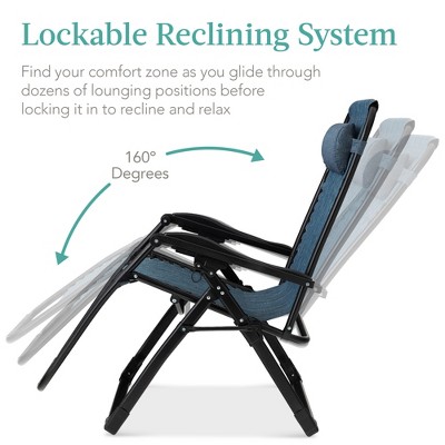 Graphite Blue Oversized Zero Gravity Lounger with Cushions and Arms