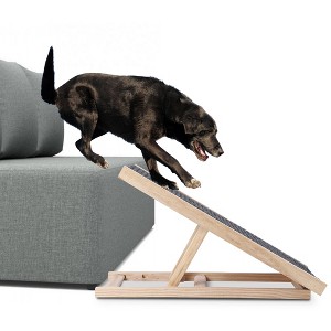 coucheta Dog Ramp for Couch, Bed or Car, Wooden 44" Long Pet Stairs for Small & Large Old Dogs & Cats, Hold up to 200lb, 5 Adjustable Height - 1 of 4