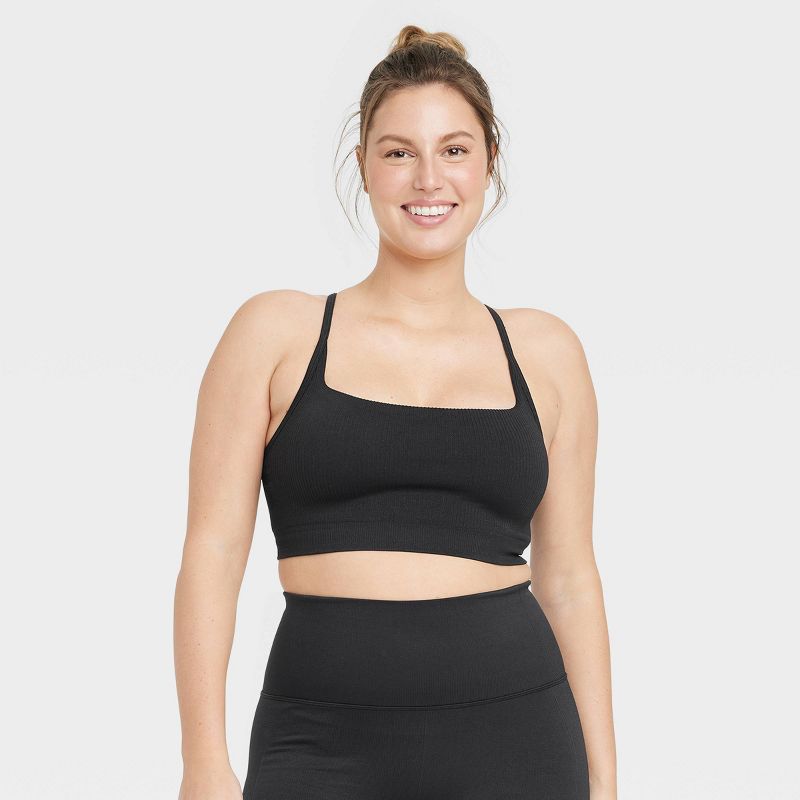 Women's Seamless Light Support Rib Sports Bra - All In Motion™, 3 of 7