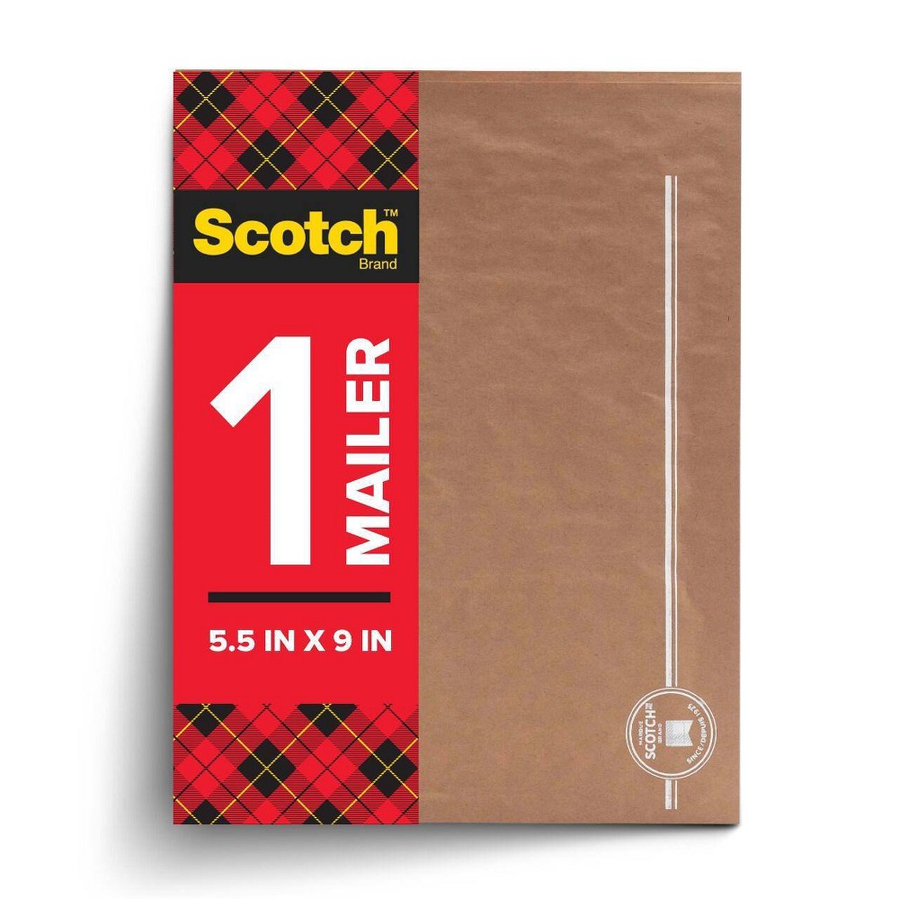 Scotch 5.5"x9"Curbside Recyclable Mailer Size 0 Brown: Self-Adhesive Padded Shipping Envelopes, Single Pack