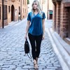 Amaryllis Women's Short-Sleeve Casual V-Neck Velvet High Low Tee Soft Luxurious Rich Texture - 4 of 4