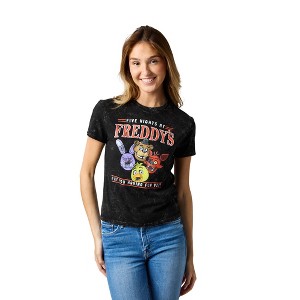 Five Nights At Freddy’s Having Fun Yet Women’s Black Mineral Wash Crew Neck Short Sleeve T-shirt - 1 of 4