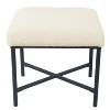 Square Metal Ottoman Cream Faux Sheepskin - HomePop: Matte Black Base, Living Room Seating - 2 of 4