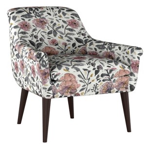 Adele Modern Armchair Lavender Gray Floral - Cloth & Co., Purple Gray Floral