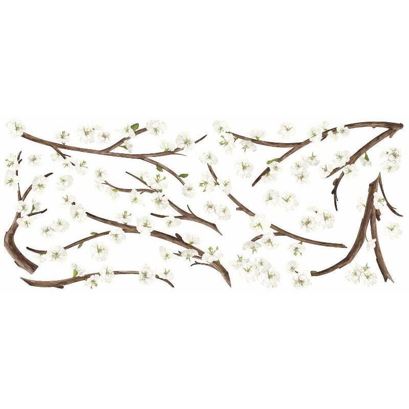 Blossom Branch Peel and Stick Giant Wall Decal with Flower Embellishments White - RoomMates, 3 of 8