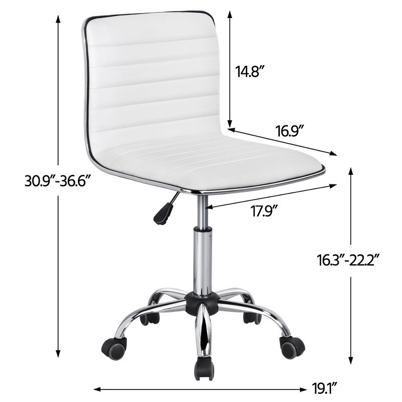 Yaheetech PU Leather Armless Office Chair Desk Chair with Wheels, 4 of 17