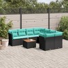 vidaXL 9 Piece Patio Sofa Set with Cushions Black Poly Rattan - 2 of 4