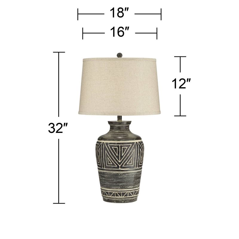 John Timberland Miguel Rustic Table Lamp Southwest 32" Tall Earth Tone Linen Drum Shade for Bedroom Living Room Bedside Nightstand Office Kids House, 5 of 11