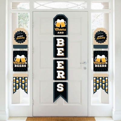 Big Dot of Happiness Cheers and Beers Happy Birthday - Hanging Vertical Paper Door Banners - Birthday Party Wall Decoration Kit - Indoor Door Decor