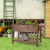 Outsunny 49'' x 21'' x 34'' Raised Garden Bed w/ 8 Grow Grids, Outdoor Wood Plant Box Stand w/ Storage Shelf and Lockable Wheels for Vegetable Flower - 2 of 4