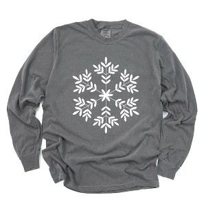 Simply Sage Market Women's Giant Snowflake Long Sleeve Garment Dyed Tee - 1 of 4