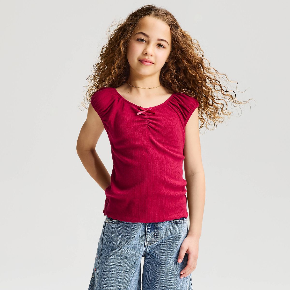 Girls' Short Sleeve Pointelle Ribbed T-Shirt - Cat & Jack™