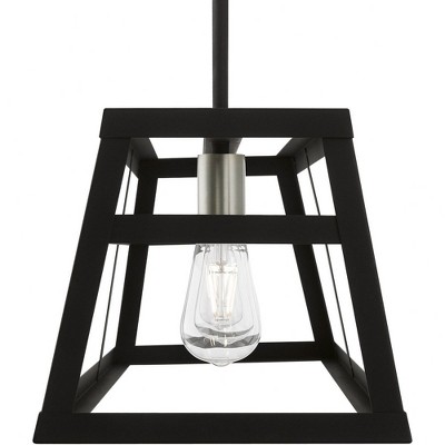 Schofield Black and Brushed Nickel 3-Light Linear Cage Chandelier