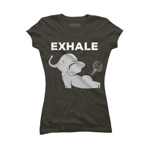 Junior's Design By Humans Exhale Elephant Beyond Yoga Meditation By JplusFunny T-Shirt - 1 of 3
