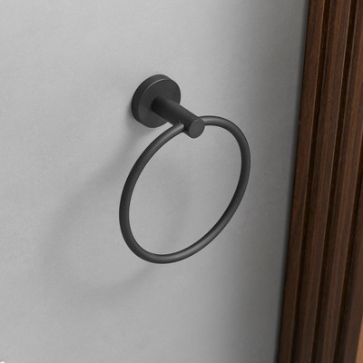 Black Stainless Steel 24-Inch Bathroom Hardware Set with Towel Ring and Hooks