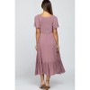 PinkBlush Mauve Smocked V-Neck Maternity Midi Dress - 3 of 4