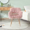 Vynxaria Pink Faux Fur Accent Chairs - Upholstered Dining and Makeup Chair with Beech Metal Legs - 2 of 4