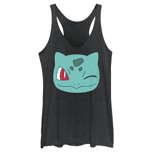 Women's Pokemon Bulbasaur Wink Face Racerback Tank Top - 1 of 4