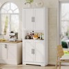 Coolmee 70 Inch Tall Kitchen Pantry Cabinet, Freestanding Storage Cabinet with 4 Doors and Adjustable Shelves, Utility Hutch Cupboard - 3 of 4