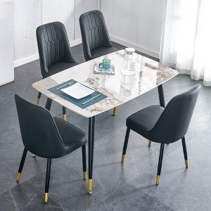 5-Piece Dining Set with Spacious Table and 4 PU Armless Chairs - 1 of 4
