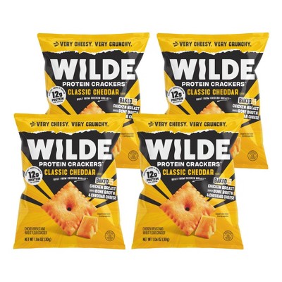 WILDE 12g On the Go Snacks Protein Crackers - Classic Cheddar - 1.06oz/4ct: 4.24 oz, Ready to Eat