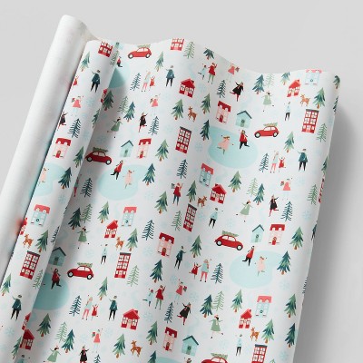 55 sq ft Winter Village Scene Gift Wrap White - Wondershop™