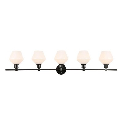 Elegant Lighting Gene 5 light Black and Frosted white glass Wall sconce