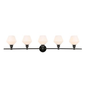 Elegant Lighting Gene 5 light Black and Frosted white glass Wall sconce - 1 of 4
