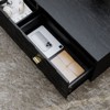 FUFU&GAGA Modern Geometric Pattern Coffee Table,Living Room Table with 4 Drawers,End Table,Textured Center Table with Gold Accents,Black - 3 of 4