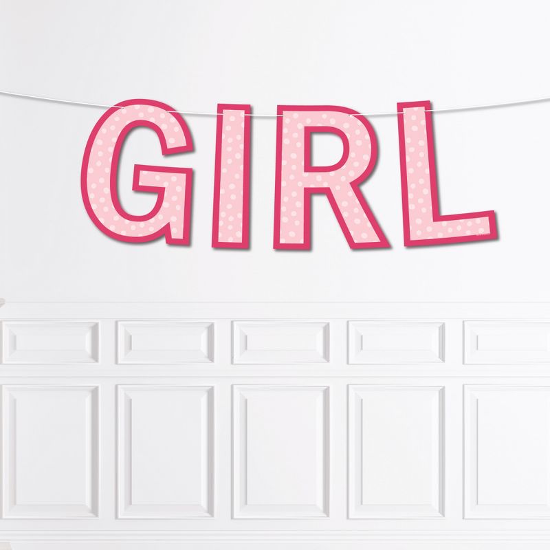 Big Dot of Happiness It’s a Girl - Large Pink Baby Shower Decorations - Girl - Outdoor Letter Banner, 1 of 8