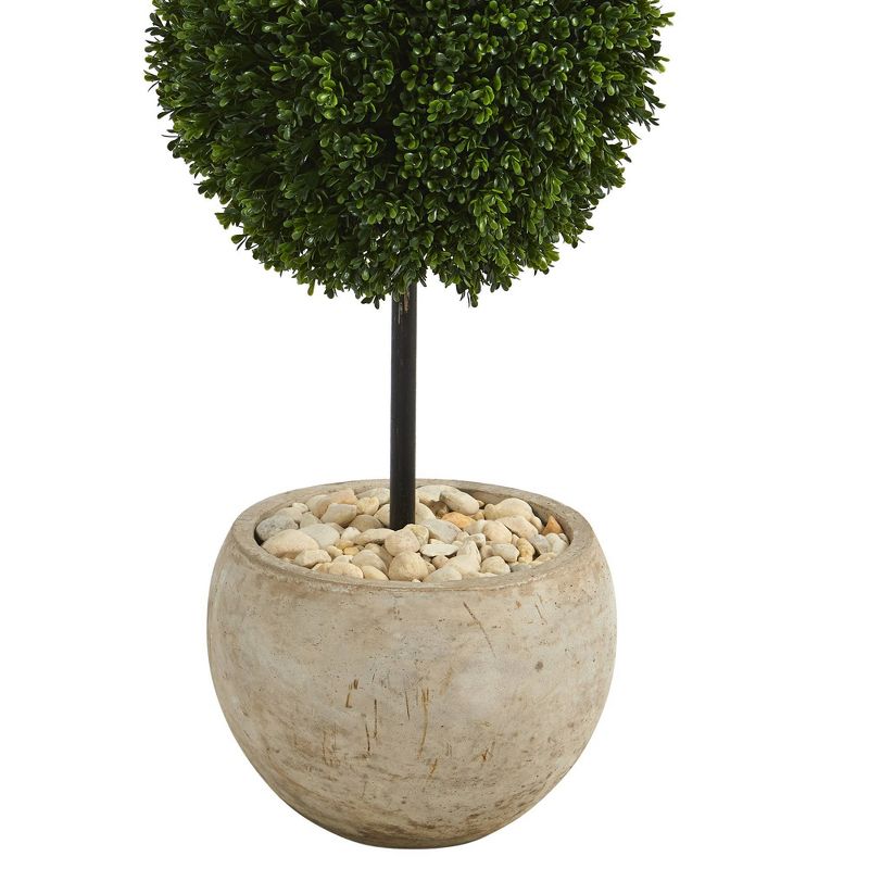 45&#34; Indoor/Outdoor Boxwood Double Ball Artificial Topiary Tree in Planter Sand - Nearly Natural, 4 of 5