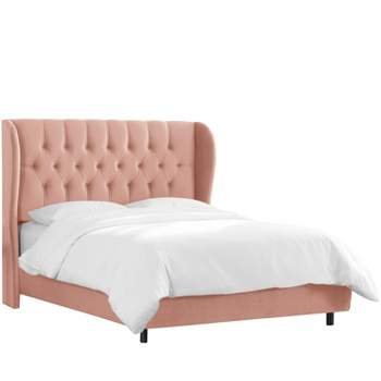 Tufted Velvet Upholstered Wingback Bed - Skyline Furniture