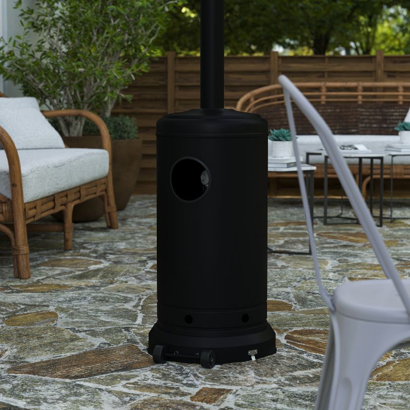 Merrick Lane Stainless Steel 7.5' Tall 40,000 BTU Outdoor Propane Patio Heater with Wheels, 6 of 13