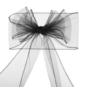 Unique Bargains Wedding Decoration Organza Ribbon Chair Sashes Bows 25 Pcs Black - 1 of 4