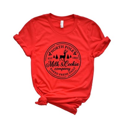 Simply Sage Market Women's North Pole Milk and Cookie Co. Circle Short Sleeve Graphic Tee