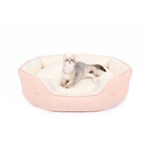 PureWags Small Dog Bed, Round Cat Bed Washable for Indoor Cats, Non-Slip Base and Removable Cushion, Pet Bed for Puppy and Kitten - 1 of 4