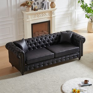 SKRAN Chesterfield Sofa with Rolled Arms 3 Seater with Button Design and for Apartment,Living Room - 1 of 4