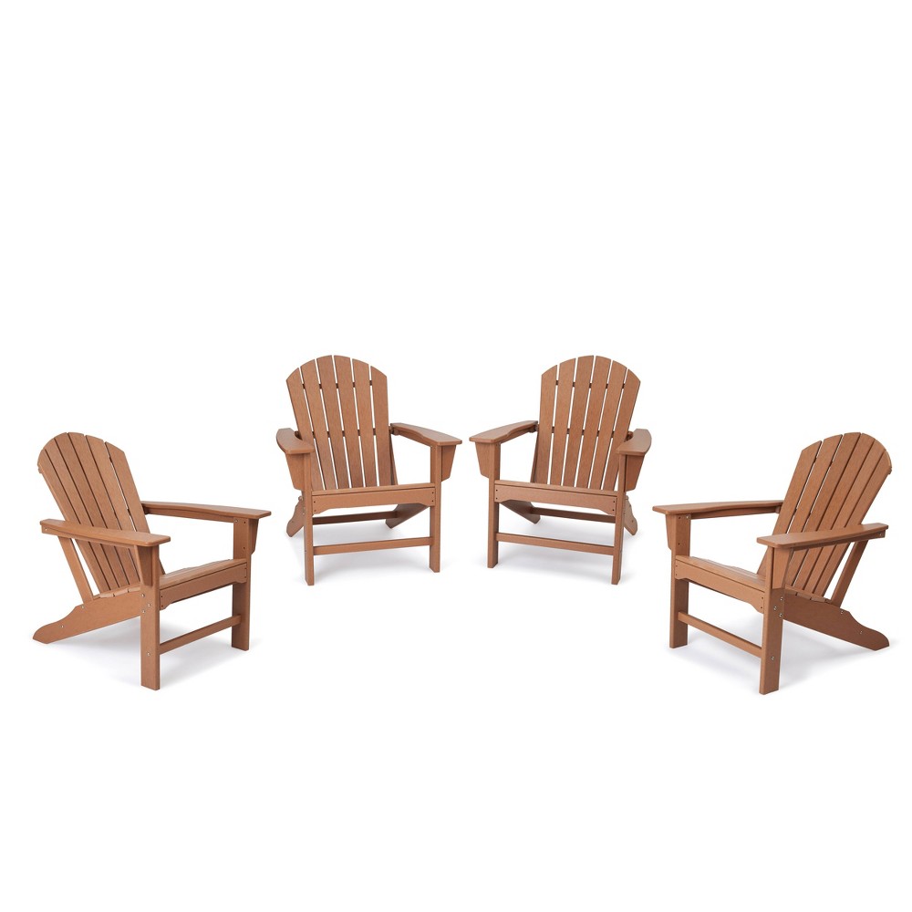 4pk Plastic Resin Adirondack Chairs - Brown - EDYO LIVING: Weather-Resistant Outdoor Seating, HDPE Material