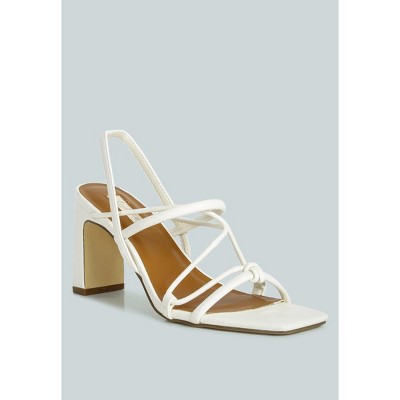 Two Strings Slingback Slim Block Heel Sandals