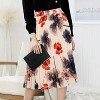 Women's High Waist Pleated A-Line Midi Skirt - Swing Flare Design Beige Flower - 2 of 4